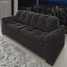 Imagem de Sofá Retrátil e Reclinável 2 Lugares 260 Cm Pérola Veludo Preto