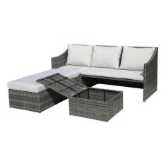 Imagem de Sofá Modular Vime Ratan 3 Lugares + 2 Mesa Bau Apoio 4 Peças