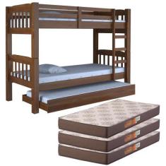 Imagem de Treliche Madeira Maciça Proteção Com Auxiliar 3 Colchões D20 - Digo.Ca
