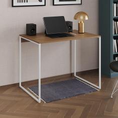 Imagem de Escrivaninha Industrial Office Amêndoa 90x53 Grécia Base Ferro Branco