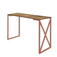 Imagem de Mesa Escrivaninha 90cm Bex Home Office Industrial Consultório Ferro Bronze MDF Caramelo - Ahz Móveis
