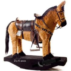 Imagem de Cavalinho Brinquedo Infantil De Montar Madeira Revestido De Pelucia - 