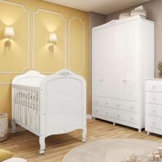 Imagem de Quarto de Bebê Completo com Berço Mini Cama e Guarda-Roupa 100 MDF Elô
