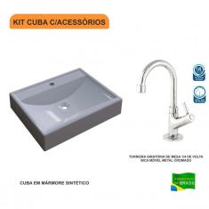 Imagem de Kit Cuba RT49 com Torneira 1198 Metal 1/4 Volta Compace 