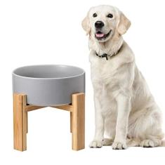 Imagem de Tigelas elevadas para cães grandes – Suporte de tigela de cerâmica elevada para cães – Tigelas de água e prato de comida para cães – Tigelas de comida confortáveis para cães – Tigela para animais de estimação com capacidade extra alta 21,3 cm de diâmetro