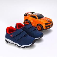 Imagem de Tênis Infantil Calce Fácil Kidy Play Marinho Com Brinquedo