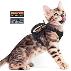 Imagem de nanappice Peitoral tático para gatos à prova de fuga, peitoral ajustável para animais de estimação, enchimento de malha macia, gato grande, cachorro pequeno com fivela de liberação rápida e alça de