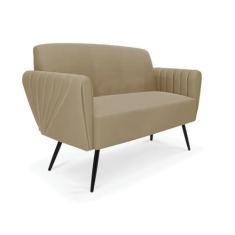 Imagem de Sofá Namoradeira Pés Palito de Ferro Bruna Suede Marrom Rato - D'Rossi