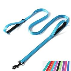 Imagem de Coleira refletiva de nylon resistente, duas alças acolchoadas para controle extra, guia de treinamento durável para cães de estimação de raças pequenas, médias e grandes, 1,5 m de comprimento, 2,5 cm