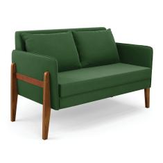Imagem de Namoradeira 2 Lugares Lana Suede Verde Base De Madeira - D'rossi