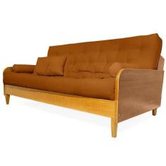 Imagem de Sofá Cama Paris Sarja Madeira Nobre Natural - Caramelo
