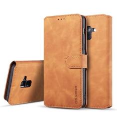 Imagem de Casos de flip de smartphone Compatível com Samsung Galaxy A8 Plus Capa tipo carteira, fecho magnético em couro PU Capa tipo carteira com suporte para cartão Capa à prova de choque para telefone Compat