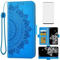 Imagem de Asuwish Capa carteira compatível com Samsung Galaxy S20 Ultra Glaxay S20ultra 5G, protetor de tela de vidro temperado, porta-cartões, alça de pulso, capa para celular para Gaxaly 20S S 20 A20 20ultra