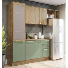Imagem de Armário de Cozinha Modulada Completa Reta 5 peças 2,50m 234 Botanic Ka