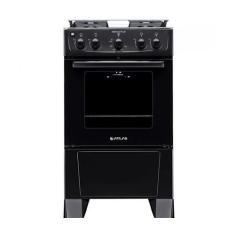 Imagem de Fogão De Piso 4 Bocas Preto com Mesa Inox Atlas Mônaco Plus, Preto, Bi