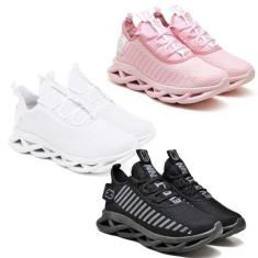 Imagem de Kit 3 Tênis Trança White, Black e Rosa37