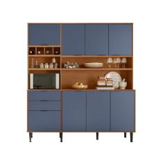 Imagem de Cozinha Compacta Viena 8 Portas e 2 Gavetas Lukaliam Móveis Jequitiba/Azul Lord