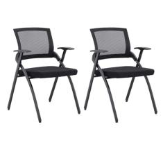 Imagem de Kit 2 Cadeiras de Escritório Universitária Dobrável Tela Mash  - Preta