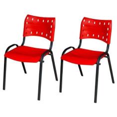 Imagem de Kit 2 Cadeiras Iso Fixa Empilhável Tubular Igreja Escritório Sorveteri