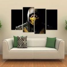 Imagem de Quadro Decorativo Scorpion Mortal Kombat Em Tecido 4 Peças 1
