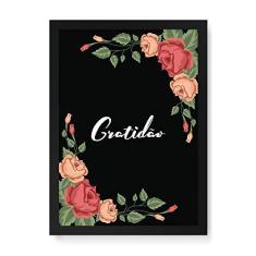 Imagem de Arte Maníacos Quadro Decorativo Gratidão Flores - 23x16,25cm (Moldura caixa em laca )