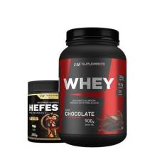 Imagem de Whey Protein Chocolate 900G + Pré Treino Hefestus Limonada - Hf Suplem