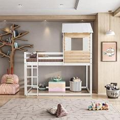 Imagem de Cama Alta Infantil Club House Wood Casatema Branco/natural