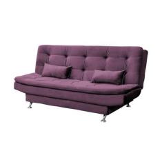 Imagem de Sofá Cama Veludo 3 Lugares com 2 Almofadas Salomé Veludo/Rose