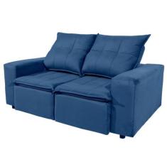 Imagem de Sofá 2 Lugares Retrátil Reclinável Veneza 166cm Veludo Azul - Megasul