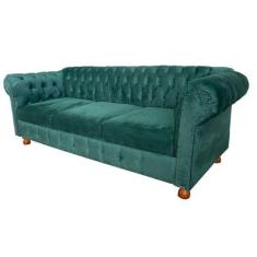 Imagem de Dois Sofás Chesterfield Luiz XV 1,80CM Suede Verde Musgo sala de estar