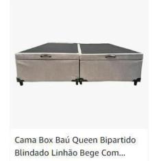 Imagem de Cama Box Baú Bipartido Linhão Bege Com Pistão A Gás - Sono Dos Sonhos