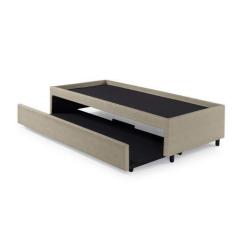 Imagem de Bicama Box Linho Bege 96X203 Para Dois Colchões Solteirão - Cama Inhou