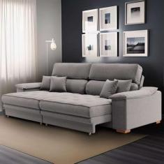 Imagem de Sofá 3 Lugares Retrátil E Reclinável Nicolas Linho Cinza - Mobly