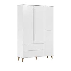 Imagem de Guarda Roupa Retrô Lunna 4 Portas e 2 Gavetas Branco Acetinado - Peternella