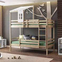 Imagem de Beliche Teen Play com Telhado Casinha Natural/Branco - Casatema