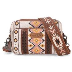 Imagem de Bolsa tiracolo Wrangler feminina Boho Aztec pequena com vários bolsos, Angel Diamond White