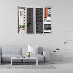 Imagem de Janela Vitro 4 Folhas Móveis com Tela Mosqueteira Linha 25 100x150 Branco
