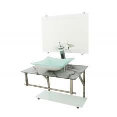 Imagem de Gabinete De Vidro 70Cm Iq Inox Com Cuba Quadrada 