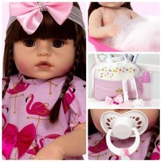 Imagem de Boneca Estilo Reborn Bebe Menina Linda + Enxoval Completo