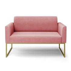 Imagem de Sofá Namoradeira Base Industrial Dourado Marisa Suede Rosê D03 - D'rossi