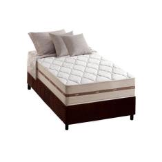 Imagem de Cama Box Solteiro: Colchão Molas Ensacadas Anjos Masterpocket Classic + Base Crc Suede Brown(88X188)