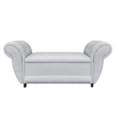 Imagem de Divã Recamier Com Baú Grécia 1,55 Cm Suede Cinza