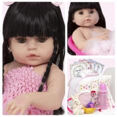 Imagem de Boneca Reborn Morena Bailarina Coelhinha 100% Silicone Fofa - Cegonha