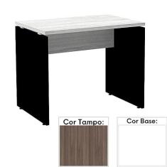 Imagem de Mesa de Escritório Pé Painel Pe25 em Mdp 170 x 70 cm Cor Walnut e Base Branca