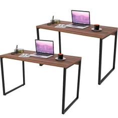 Imagem de Kit 02 Mesas Para Escritório Home Office Estilo Industrial Form C01 120 cm Nogal - Lyam Decor