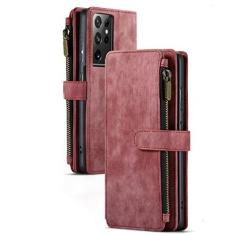 Imagem de Carteira de couro para Samsung Galaxy A53 A51 A33 A52 A72 A32 A22 A12 A30S S20 S21 S22 ultra S10 Plus nota 20 Capa de telefone, vermelha, para A12