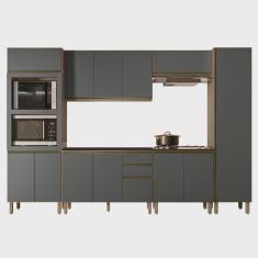 Imagem de Armário de Cozinha 6 Peças Com Tampo Jessy N03 Carvalho/Grafite - Mpozenato