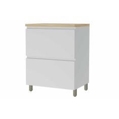 Imagem de Balcão Cozinha p/Cooktop Rainha 1 Porta e 1 Gaveta c/ Tampo 70cm Branca/Nature - Nesher