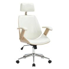 Imagem de Cadeira De Escritório Lisboa - Natural E Pu Branco