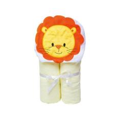 Imagem de Toalha de Banho Bebê com Capuz Bordada - 100% Algodão Amarelo Papi Toy